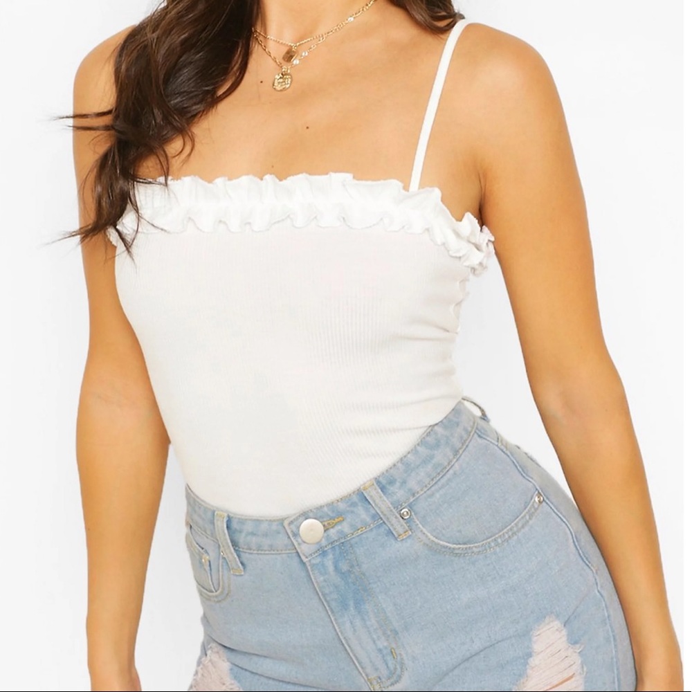 Rubbed ruffle bodysuit